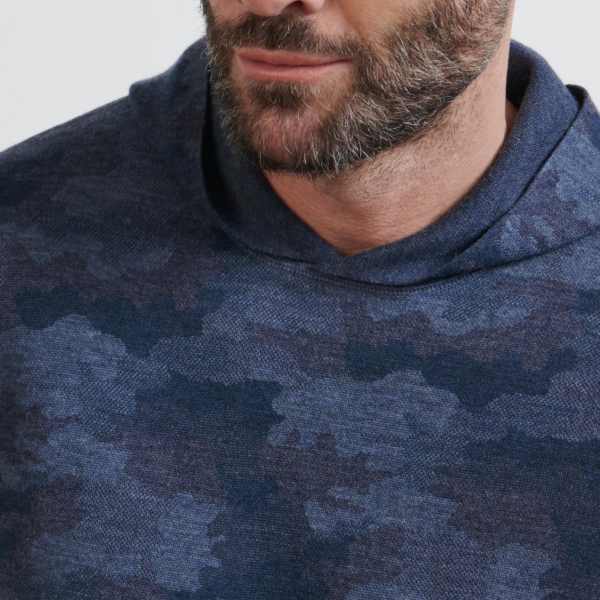 Peter Millar Reversible Camo Popover Mens Hoodie Blue Haze